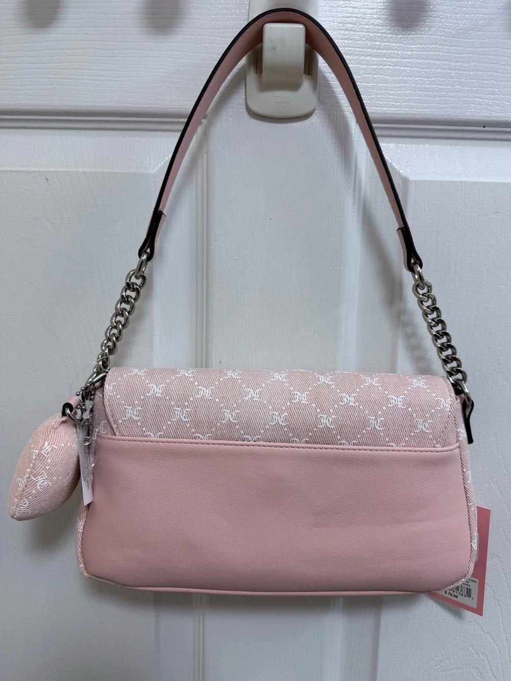 NWT Juicy Couture She’s The Moment Flap Shoulder Bag in Pink Clay/White